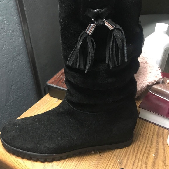 Stuart weitzman womens suede fur lined wedge winter boots - Picture 3 of 3